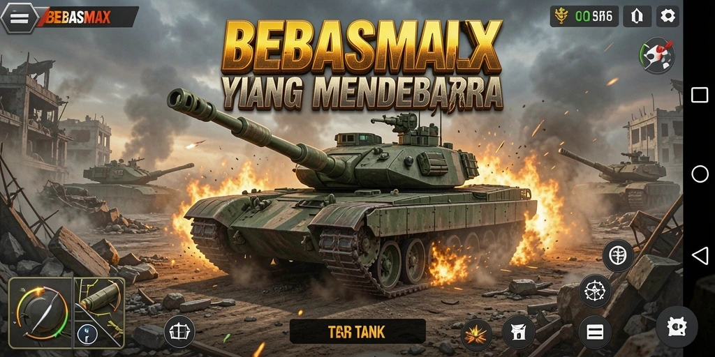 Antarmuka permainan tank yang mendebarkan dan penuh aksi.