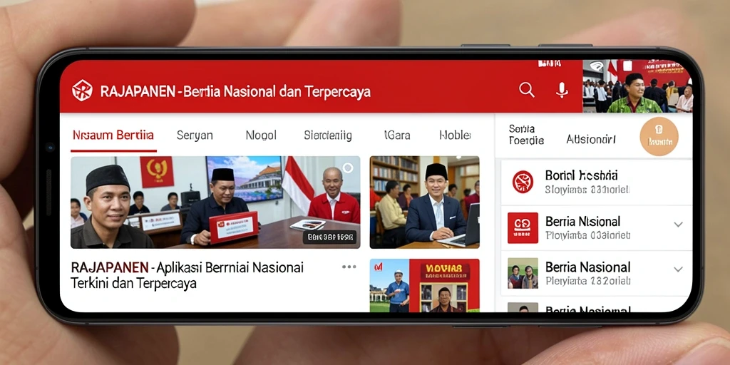 Antarmuka aplikasi RAJAPANEN menampilkan berita nasional terkini.
