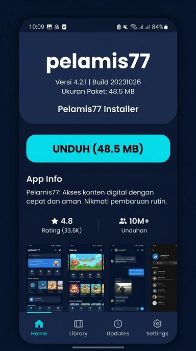 Tampilan halaman APK pelamis77