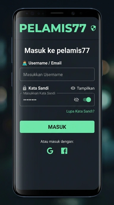 Tampilan halaman login pelamis77