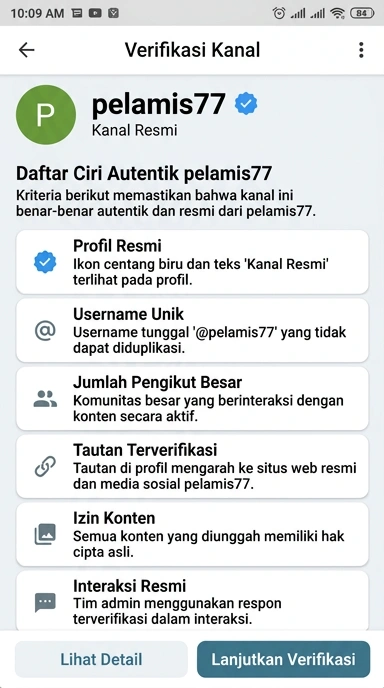 Tampilan kanal resmi pelamis77